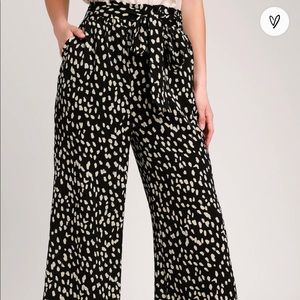 Lulu’s Untamed black leopard print wide-leg pants